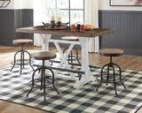 Valebeck - Rectangular Dining Room Counter Table - White / Brown