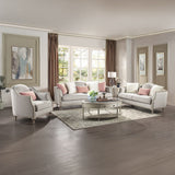 Kasa - Loveseat With 3 Pillows - Beige Linen & Champagne