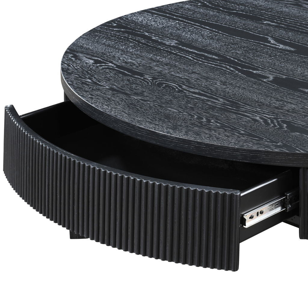 Tate - Round One Drawer Coffee Table - Black
