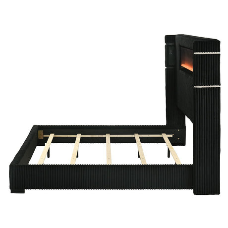 Garner - Bed With Fireplace, LED, Reading Light, Speaker, Bluetooth & USB