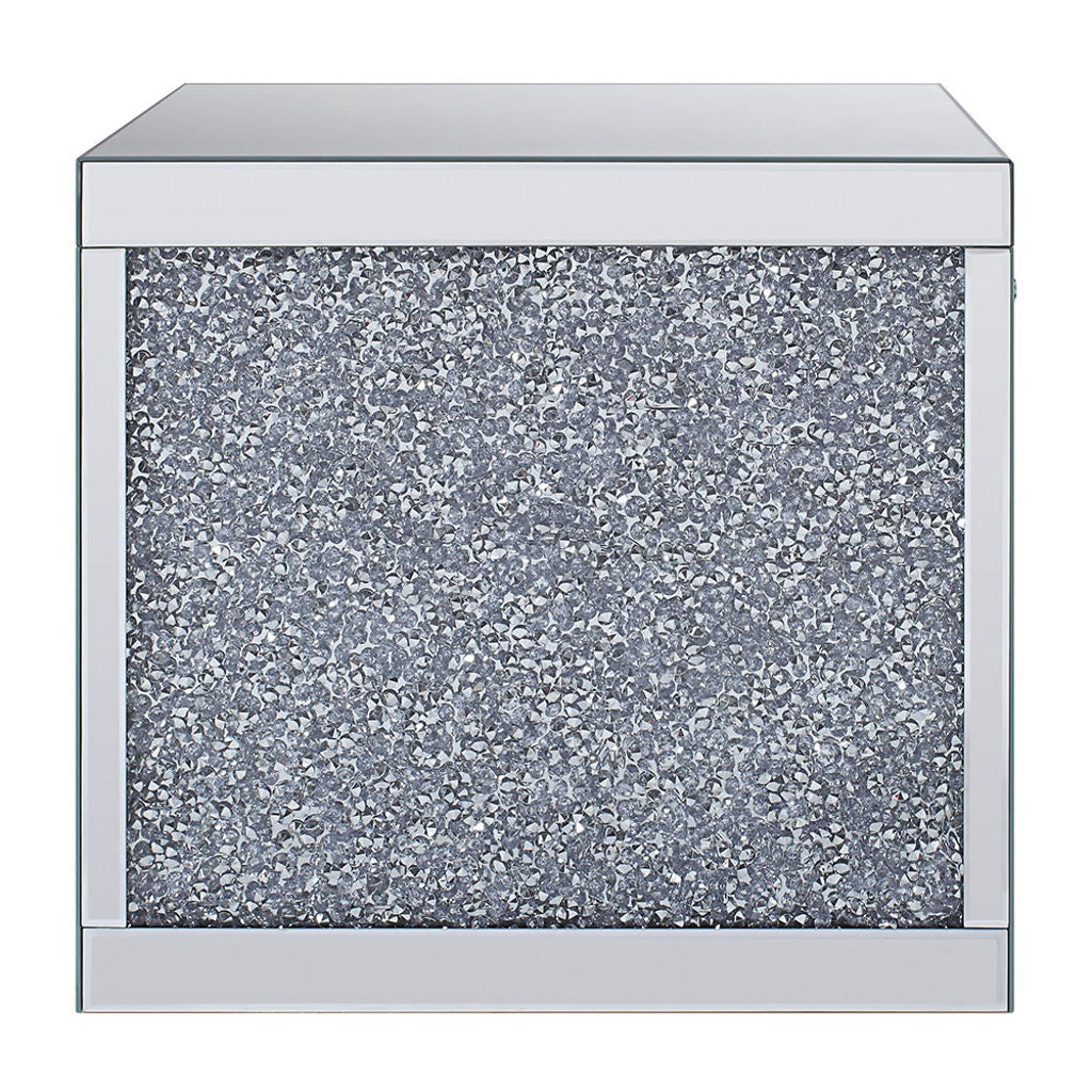 Noralie - 24" Square End Table - Mirrored & Faux Diamonds