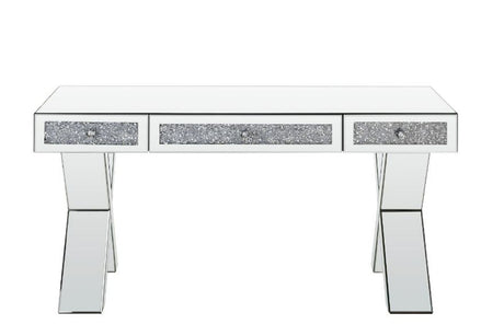 Noralie - 32" Writing Desk - Mirrored & Faux Diamonds