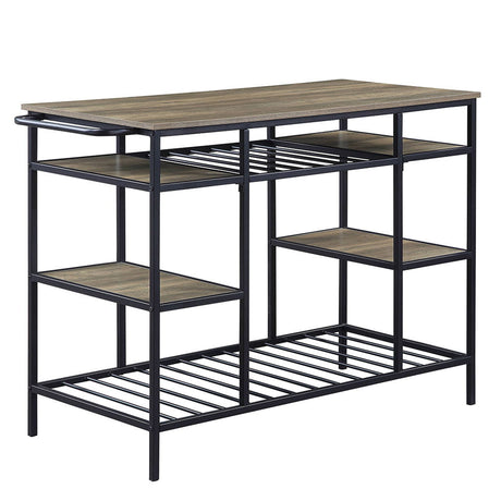 Lona - Kitchen Island - Rustic Oak & Black