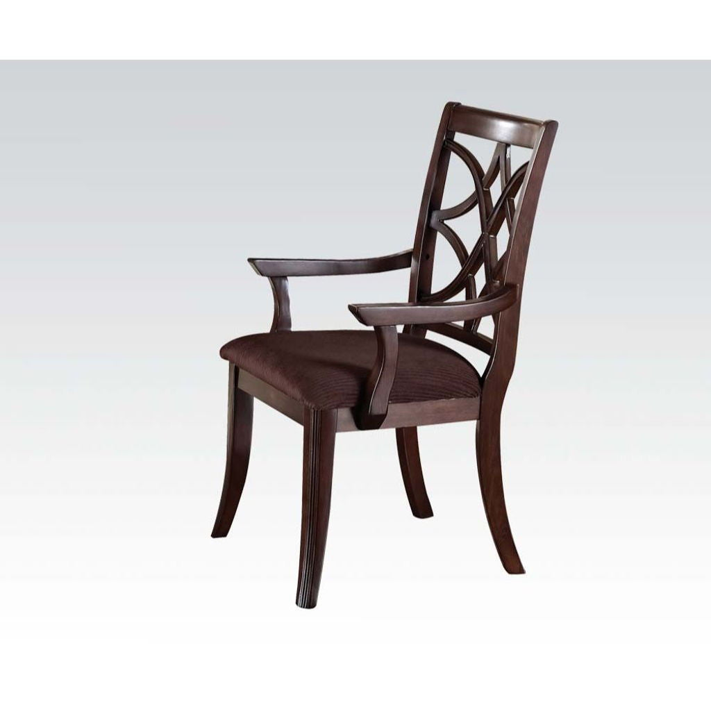 Keenan - Arm Chair (Set of 2) - Brown Microfiber & Dark Walnut