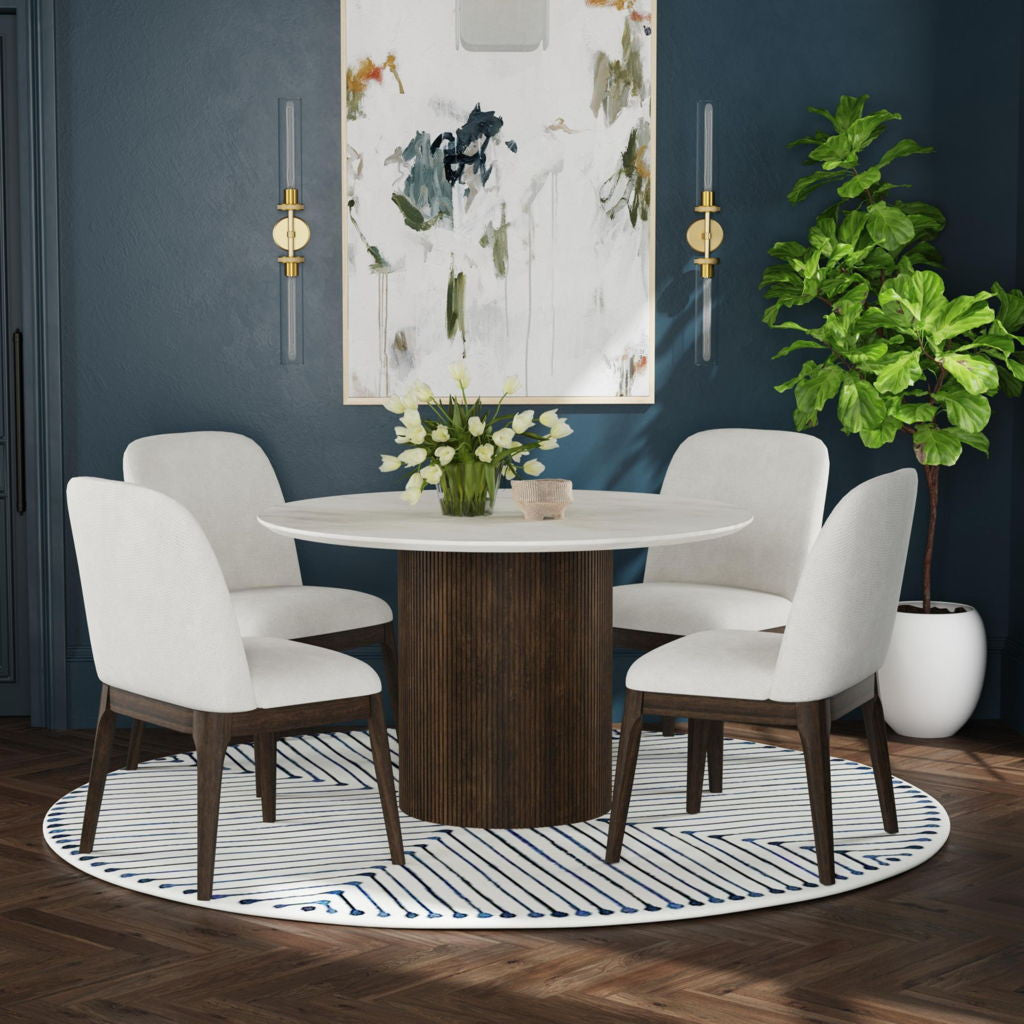 Sylvie - Round Dining Table With Faux Marble Top