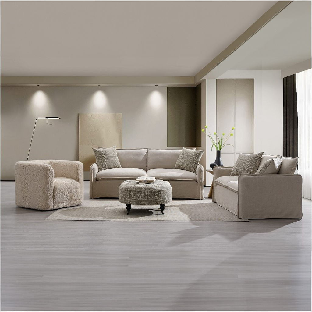 Upendo - Sofa With 2 Pillows - Beige Linen