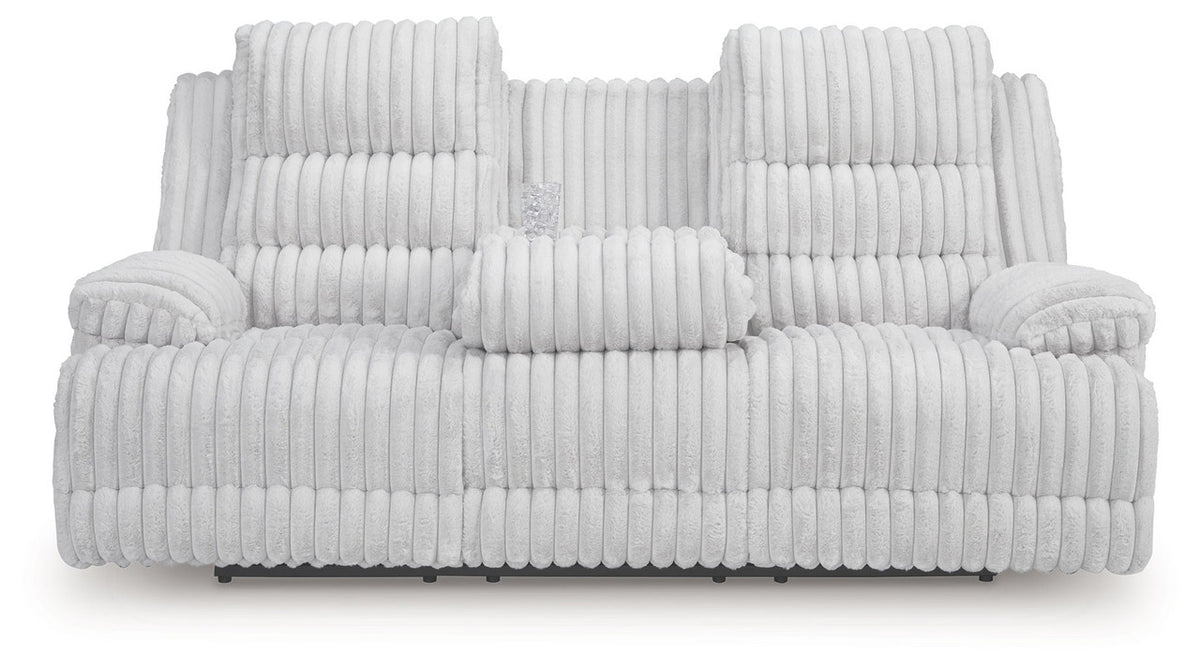 Rhines Falls - Reclining Power Sofa With Drop Down Table - Alloy