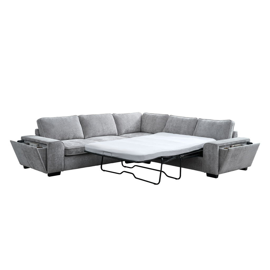 Dayne - 3 Piece Sleeper Sectional - Gray
