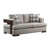 Niamey - Loveseat With 2 Pillows - Fabric & Walnut
