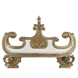 Bernadette - Bench - White Synthetic Leather Fabric & Gold