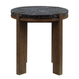 Estella - End Table With Natural Marble Top - Black Top & Walnut