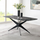 Klaus - Dining Table - Crystal Tempered Glass Top & Black Finish