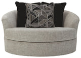 STOVALL Beige Gray 58" Wide Oversized Round Swivel Chair