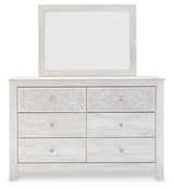 Paxberry - Dresser, Mirror - Medallion Drawer Pulls - Whitewash