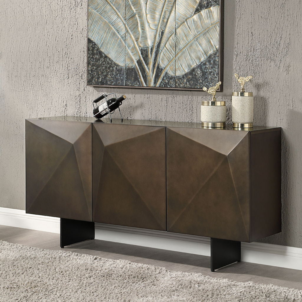 Malika - Ceramic Top Server - Copper Cross Brushed