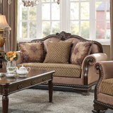 Chateau De Ville - Loveseat With 3 Pillows (Same Lv01589) - Fabric & Espresso