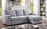 ELIJAH Gray 92" Wide Reversible Sectional with Pull-Out Sleeper & Storage (RTA)