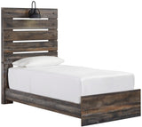 EMEK Brown 61" Height Youth Bed with LED Light Sconces