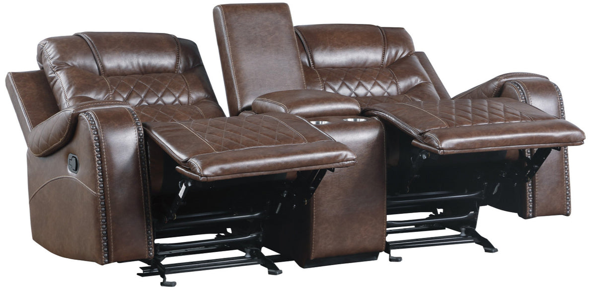 EMPEROR Brown Suede Reclining Sofa & Loveseat