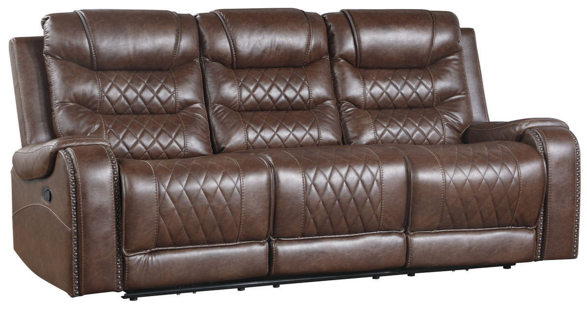 EMPEROR Brown Suede Reclining Sofa & Loveseat