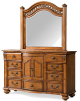 Everette Warm Oak Poster Bed 6-PC Bedroom Set