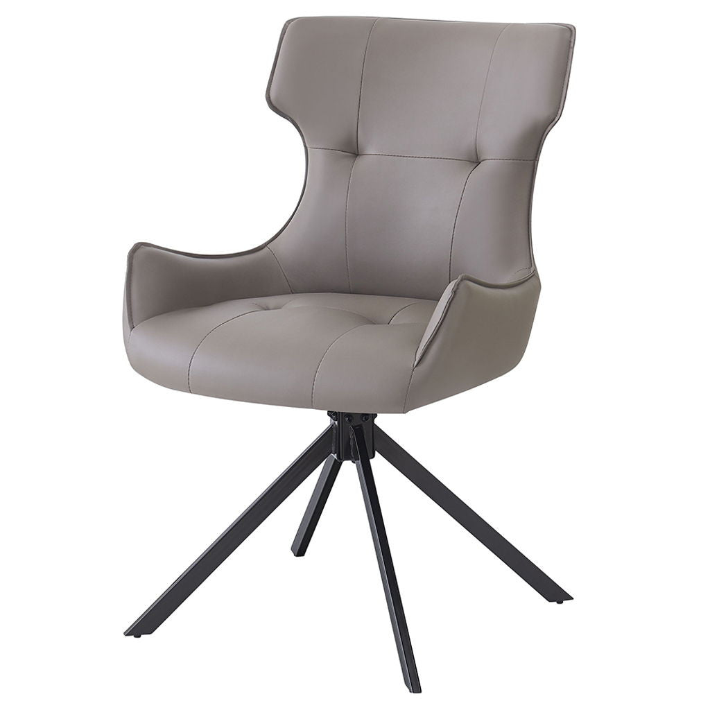 Damita - Camel Synthetic Leather Side Chair With Swivel (Set of 2) - Gray & Black Finsh