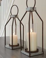 Diedrick - Lantern Set (Set of 2) - Gray / Black