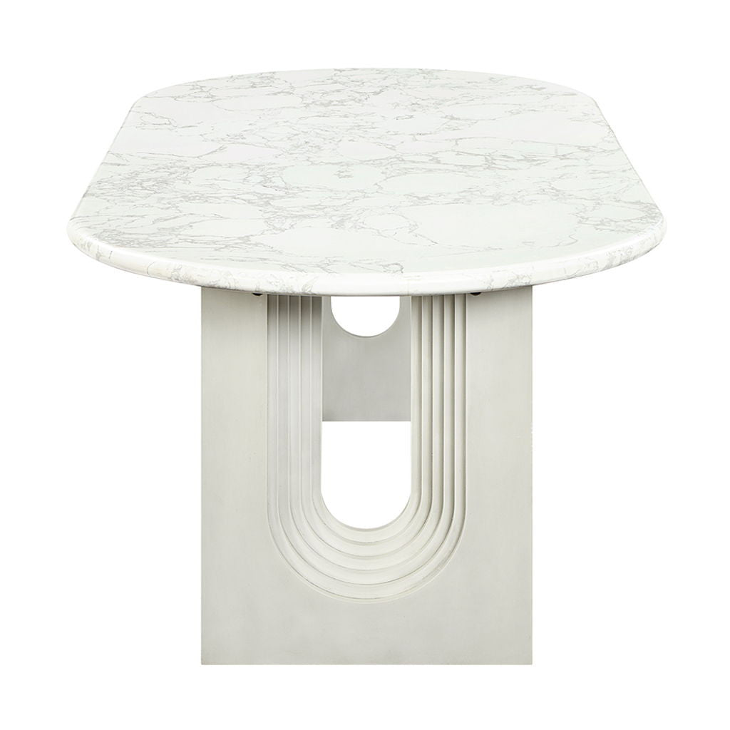 Zayn - Dining Table - White Natrual Marble Top & White