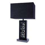 PILSNA Black Table Lamp with Night Light & Power Connections