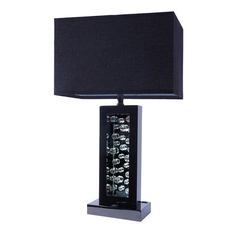 PILSNA Black Table Lamp with Night Light & Power Connections