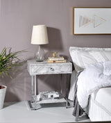 Wither - Accent Table - White Printed Faux Marble & Chrome