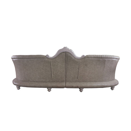 Dresden - 43" Sofa With 5 Pillows - Synthetic Leather & Vintage Bone White