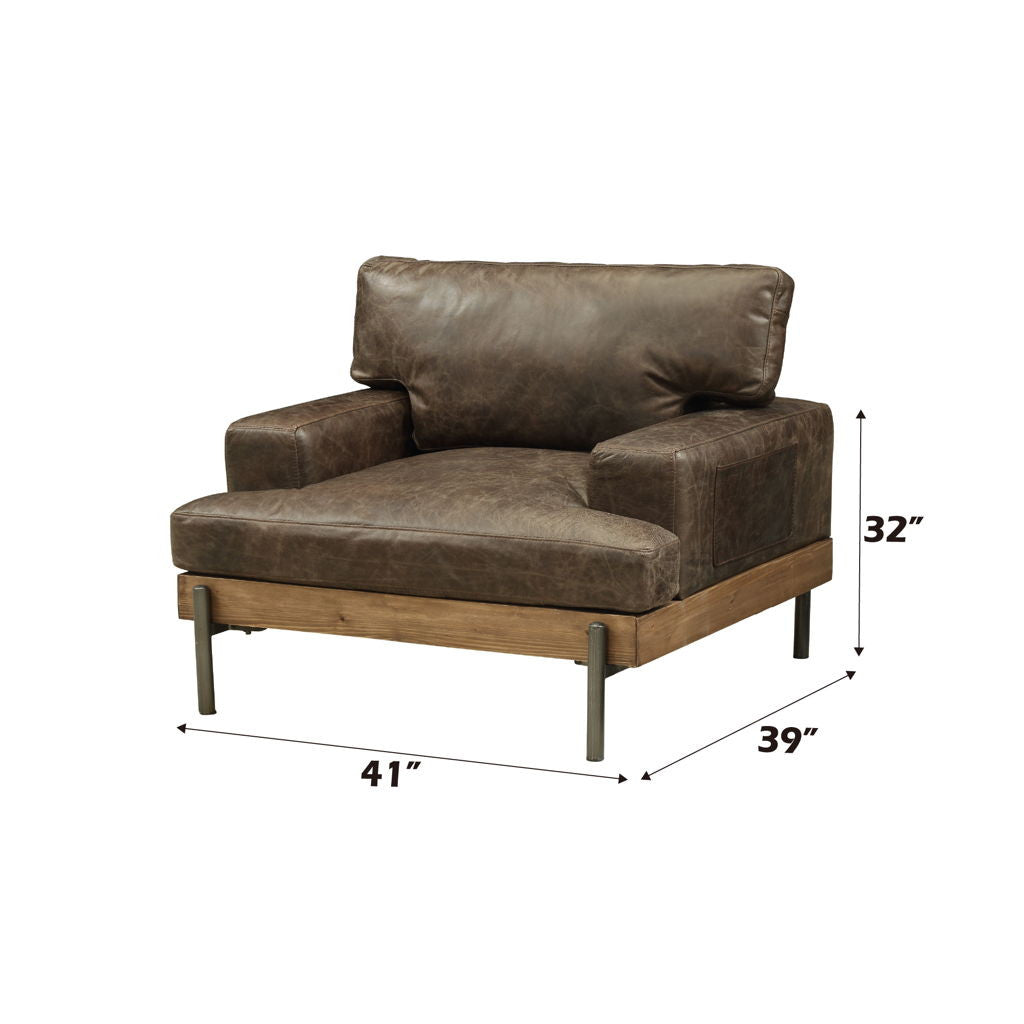 Silchester - Chair - Distress Chocolate Top Grain Leather & Oak