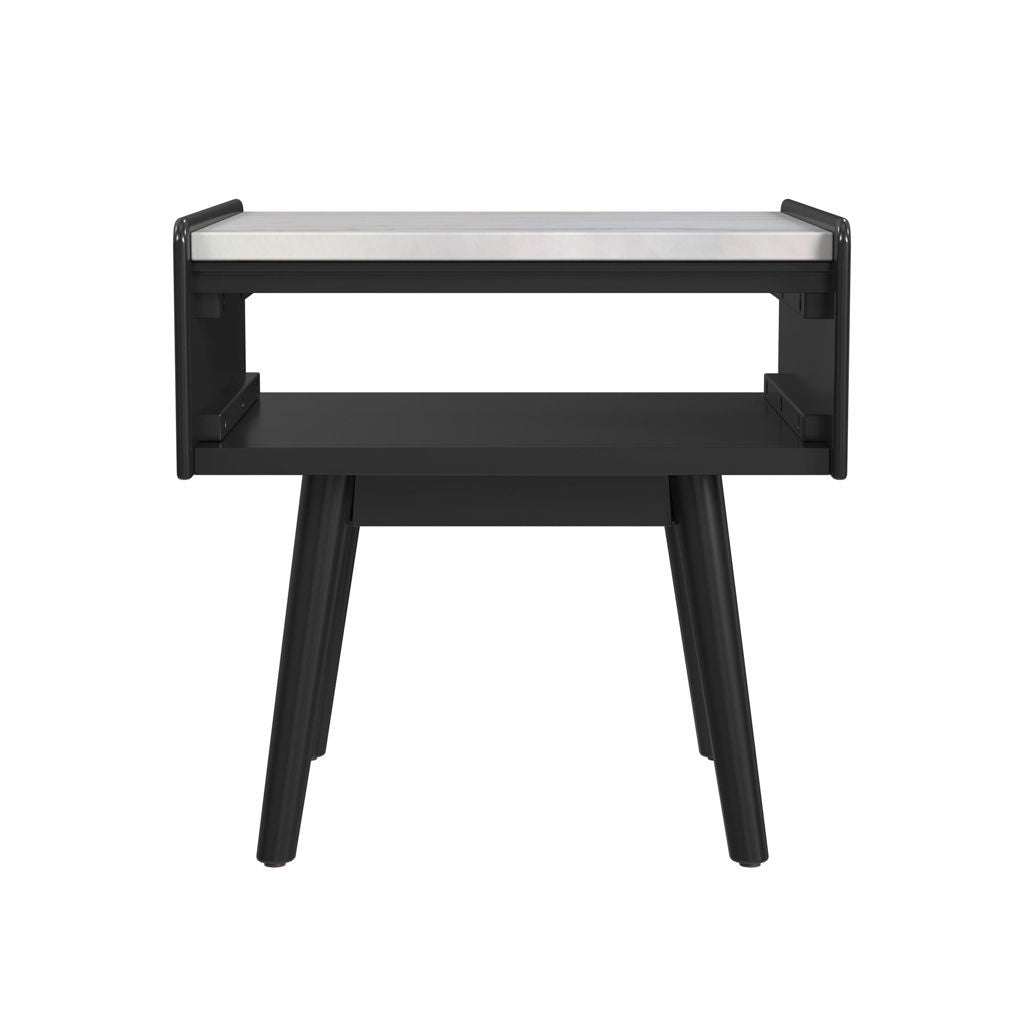 Lanette - End Table With White Marble Top - Black