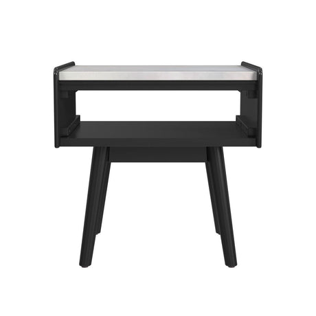 Lanette - End Table With White Marble Top - Black