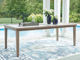 Rainier Ranch - Rectangle Dining Table With Umbrella Option - Brown / Beige