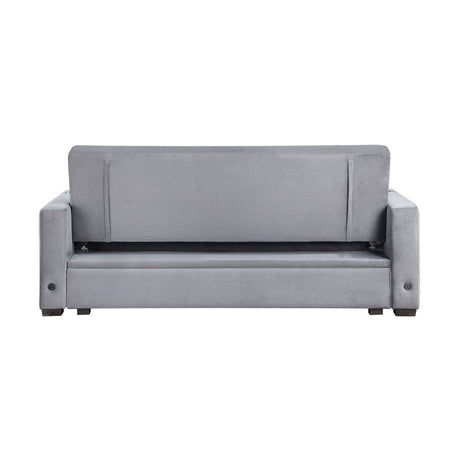 Grady - Convertible Sofa With Hidden Storage, Cup Holders And Charging Ports - Gray
