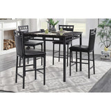 Olney - 5 Piece Counter Height Set With Faux Marble Top - Black / Dark Brown