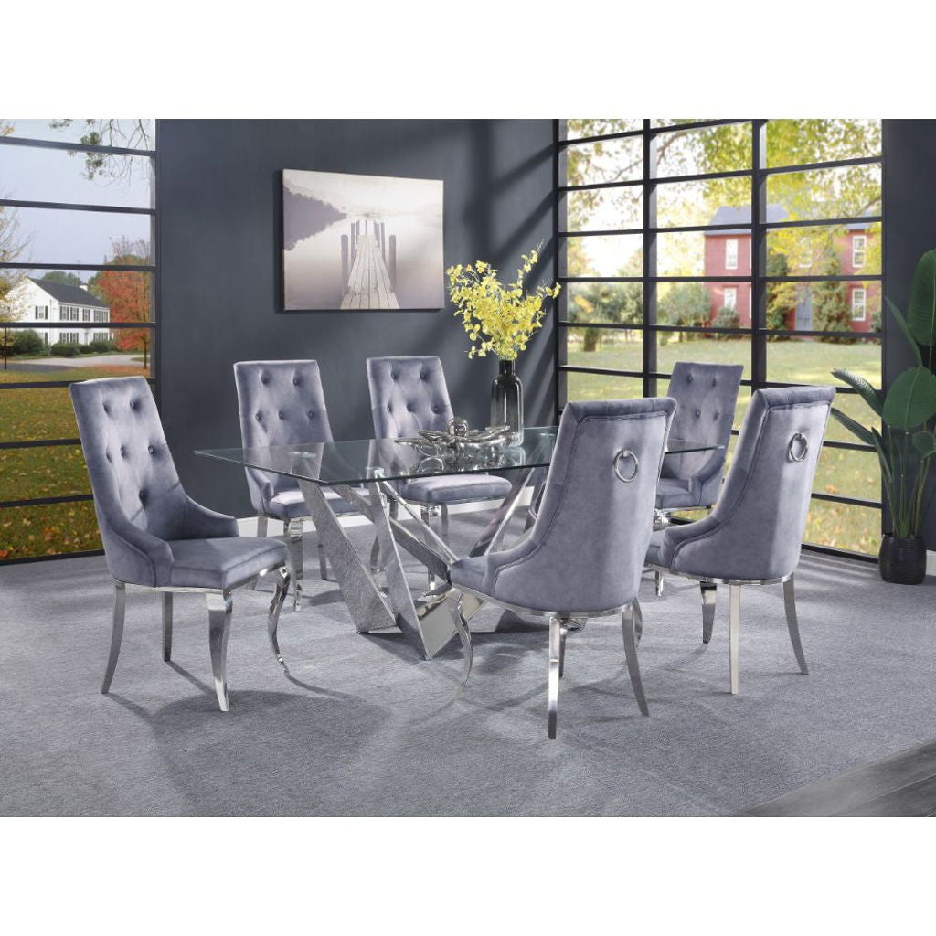Dekel - Dining Table - Clear Glass Top & Stainless Steel