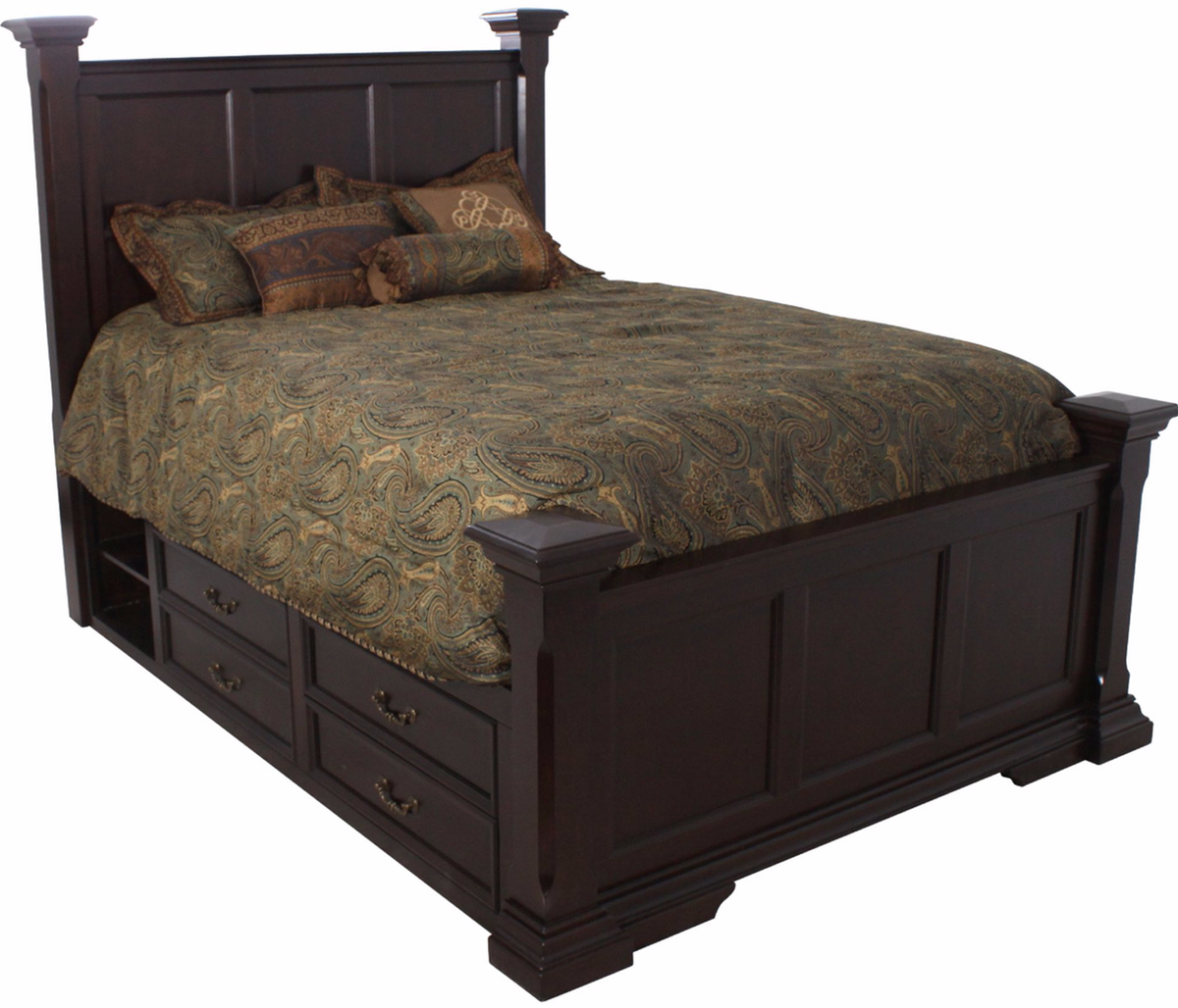 Fabian Dark Brown Platform Poster Storage Bed