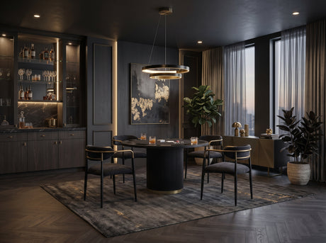 Monaco 5-PC Black/Gold Game Dining Set