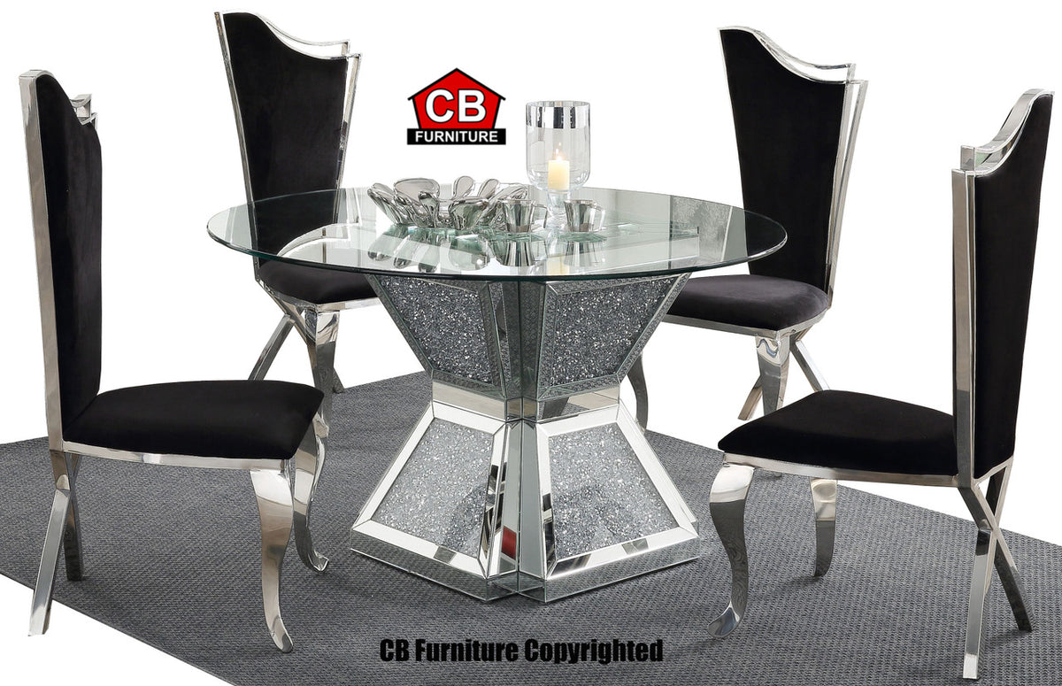 BAQUET 3 Glam Mirrored 5-PC Dining Set