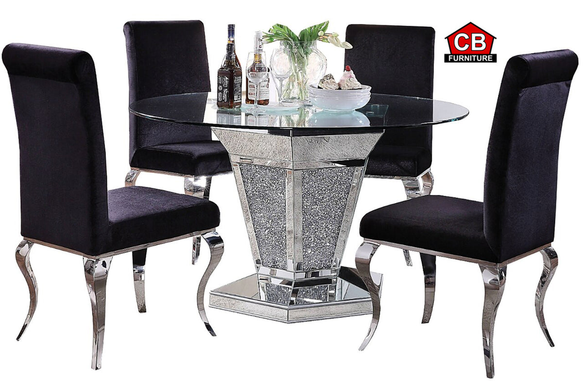 BAQUET Mirrored 5 Piece Dining Set