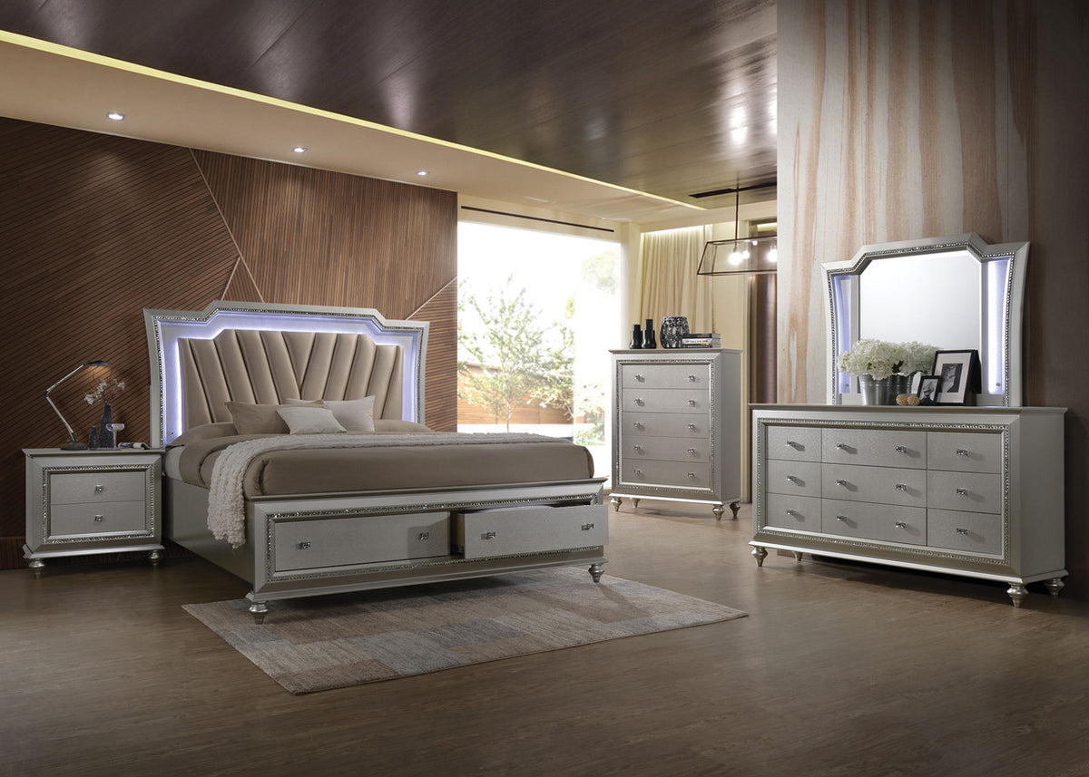 MARVILLA Silver 5 Drawer Chest