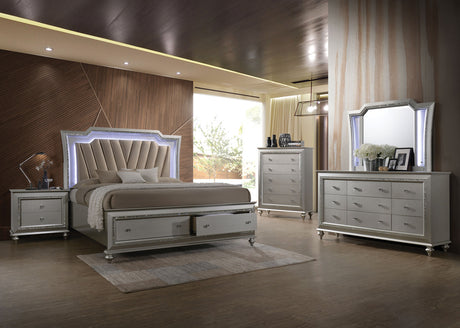 MARVILLA Silver LED Storage Bed