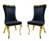 Seraphina Black 7PC Stone Top With Gold Steel Dining Set