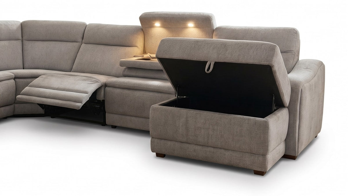 Grandview Light Gray 7-Piece Power Reclining Sectional with Storage Chaise