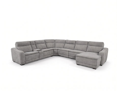 Grandview Light Gray 7-Piece Power Reclining Sectional with Storage Chaise