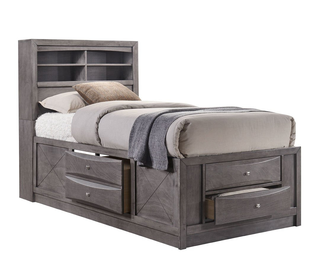 WATSON Gray Twin Storage Platform Bed