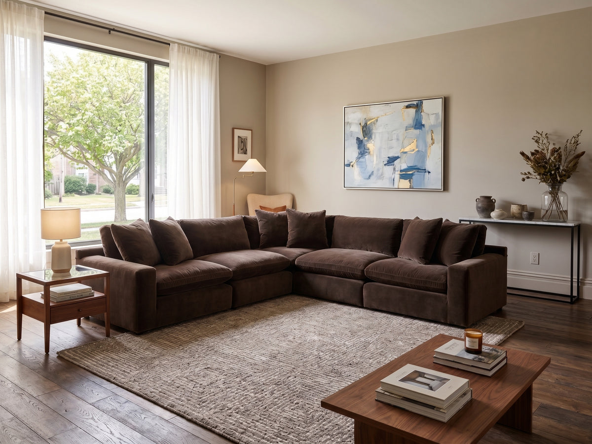 Haven Chocolate Polyester 133" x 133" Modular Sectional